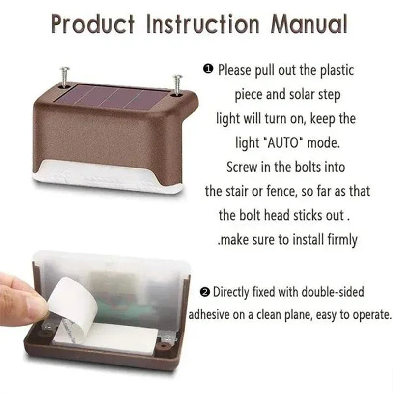 Warm White LED Solar Step Lights Outdoor Garden Path Stair Lights Waterproof Balcony Patio Fence ...