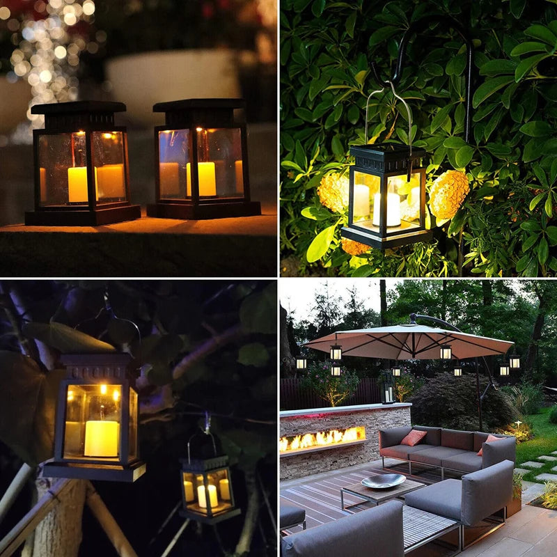 Solar Palace Lantern Hanging Candle Lamp Outdoor Solar Lights Decor Item for Lawn Landscape Patio Floor Yard Garden Atmospheric