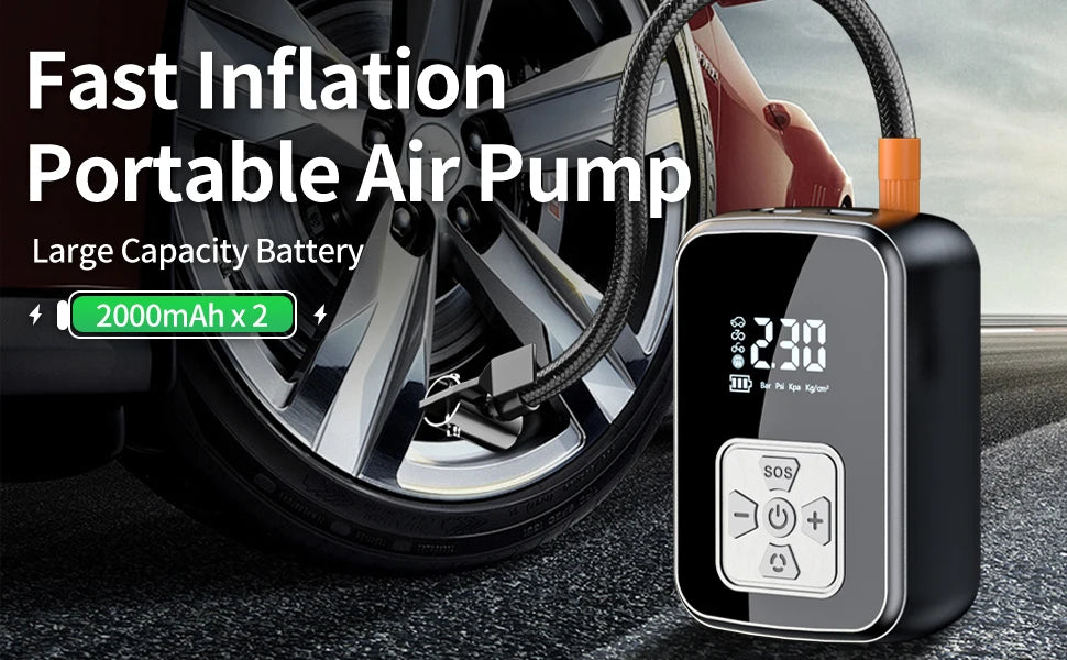 Portable Car Air Pump Electric Tire Inflator Intelligent Digital Display Tire Inflator For Car Motorcycle Bicycle Air Compressor
