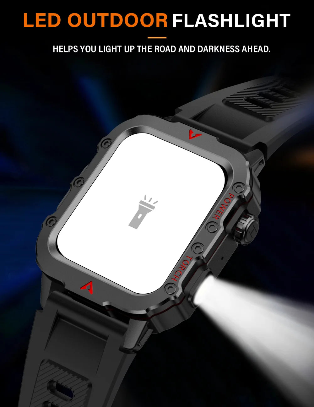 LAXASFIT 2025 New Smart Watch Men's Outdoor Watch 1.85 inch Voice Assistant Bluetooth Call with LED Flashlight Smart Watch