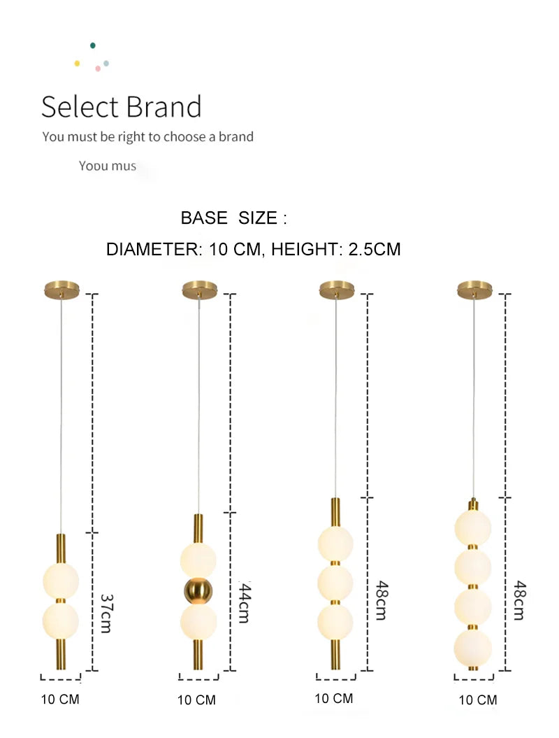 Bedside Pendant Lights for Bedroom Nordic 4 Ball Pendant Lamp for TV Background Kitchen Island Restaurant Dinning Room LED Light