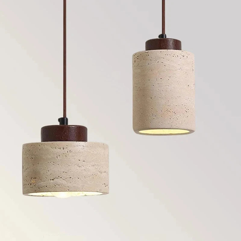 Japanese-Style Nordic Natural Yellow Cave Stone Retro Dining Room Bedroom Bedside Long Line Chandelier Yellow Cave Stone Lamp