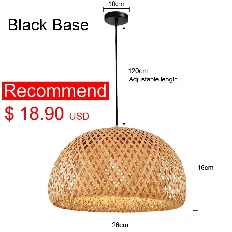 Bamboo Hand Weaving Pendant Lights 38cm Hanging LED Ceiling Lamp Chandelier Fixture Rattan Hand Craft Woven Home Bedr...