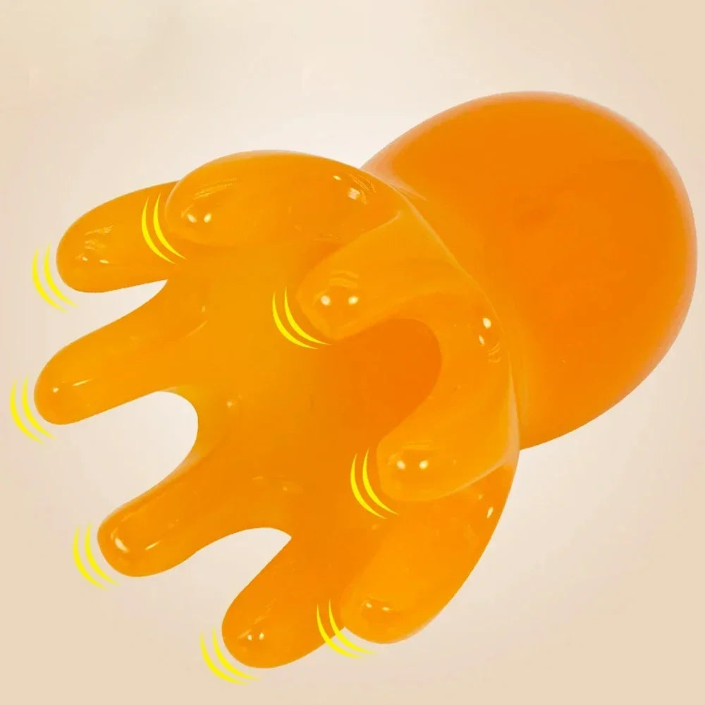 Cute Octopus Scalp Massage Comb (Resin)｜Korean Hair Care, Stress Relief, Anti-Hair Loss, Portable Head Massager for Home&Travel