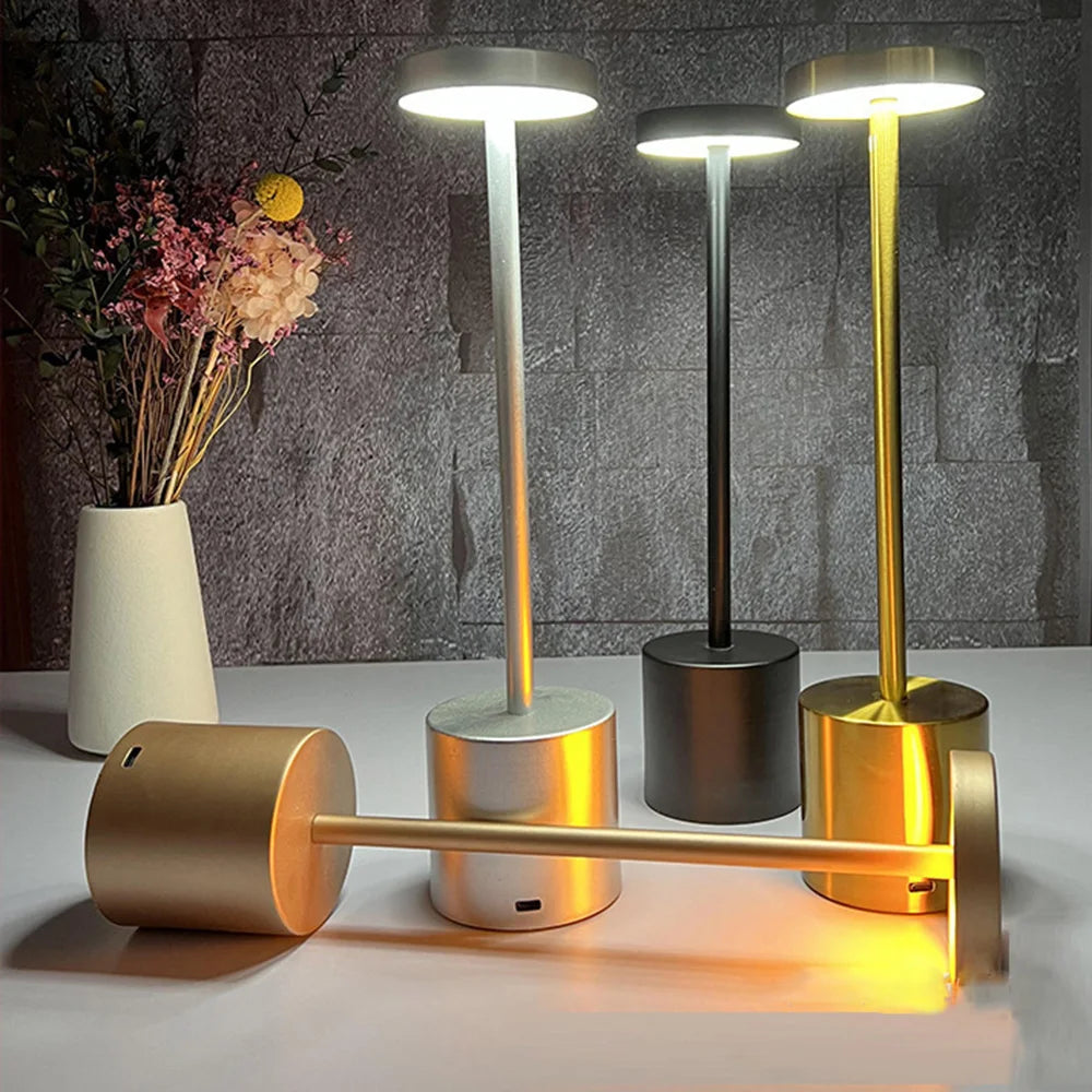 LED Table Lamp Touch Sensor Night Light USB Rechargeable Portable Bedroom Night Light Wireless Reading Lamp Restaurant Hotel Bar