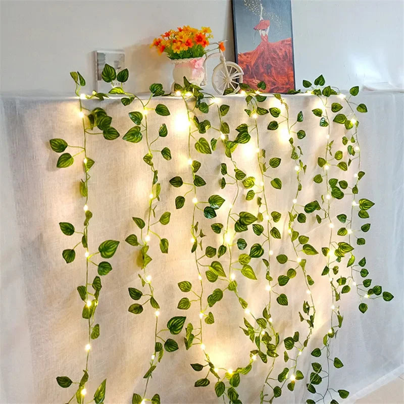 String Lights Artificial Vine Fairy Lights Battery Powered Christmas Tree Garland Light Flower Gr...