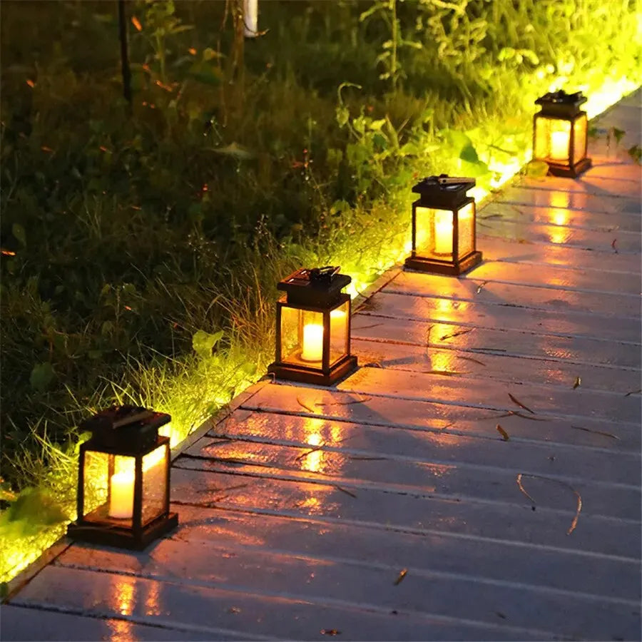 Solar Palace Lantern Outdoor Solar Lights Lawn Landscape Hanging Atmosphere Candle Lamp Floor Yard Garden Decor