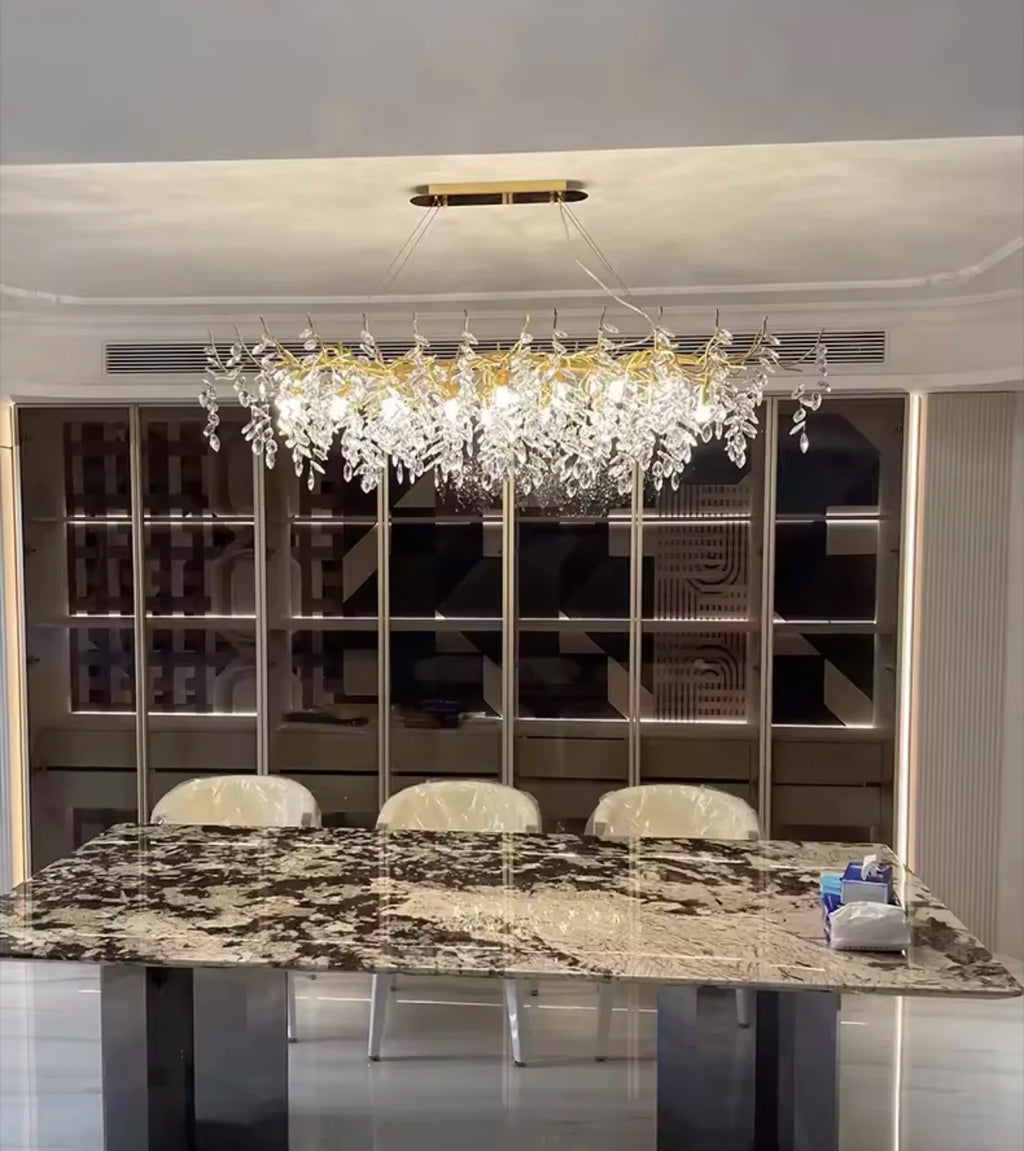 Luxury Gold Crystal LED Chandeliers Living Dining Room Bedroom Lighting Lustre Ceiling Pendant Lamps Indoor Villa Lights Fixture