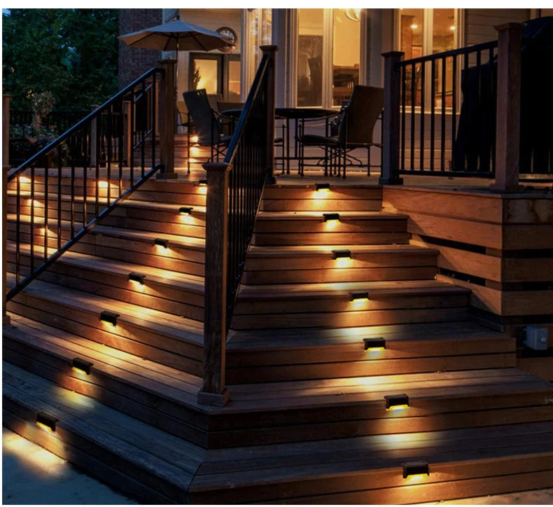 Warm White LED Solar Step Lights Outdoor Garden Path Stair Lights Waterproof Balcony Patio Fence ...