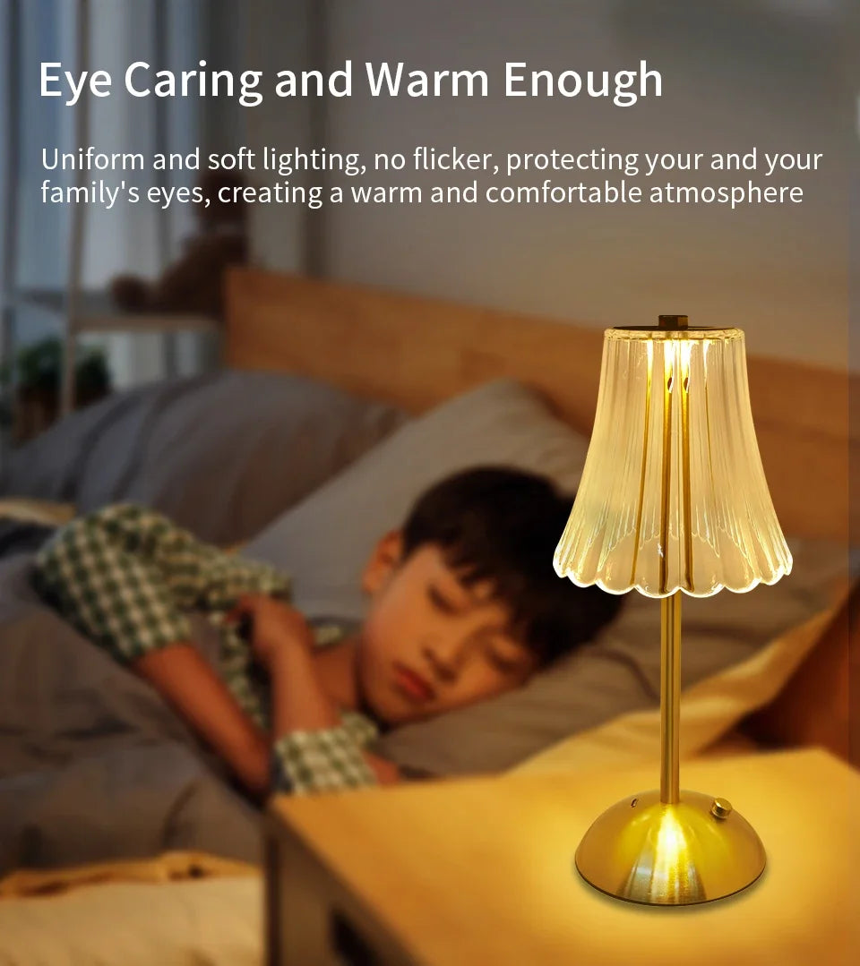 Dimmable Desktop Decor Night Light Table Lamp LED Touch Sensor Rechargeable Wireless Reading Lamp for Hotel Bar Bedroom Light