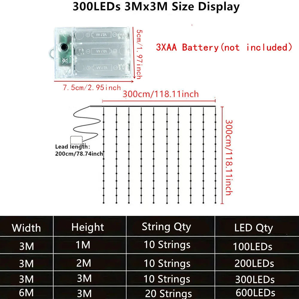 Wedding Outdoor Decor 2026 Ramadan Decoration Valentine's Day LED Curtain String Light Eid Mubarak for Home Fairy Battery Power