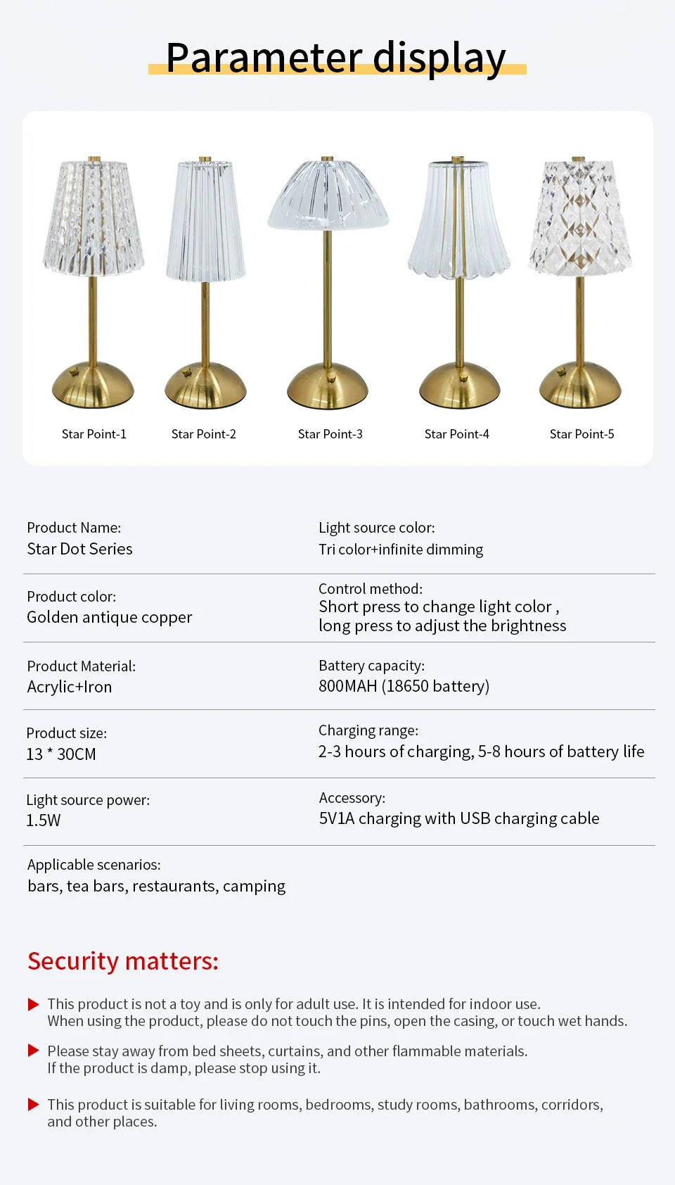 Table Lamp LED Touch Sensor  Dimmable Desktop Night Light Rechargeable Wireless Reading Lamp for Hotel Bar Bedroom Decor Light