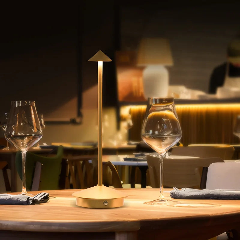 Rechargeable Table LED Lamp Touch Sensor Night Desk Lamp for Restaurant Hotel Bar Bedroom 3 Color Temperatures Stepless Dimming