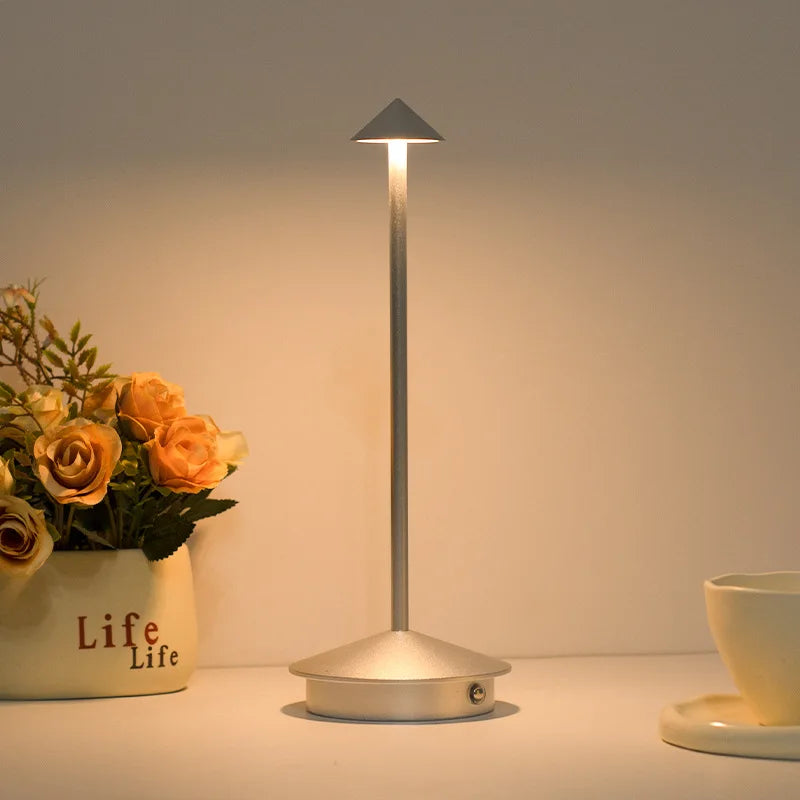Rechargeable Table LED Lamp Touch Sensor Night Desk Lamp for Restaurant Hotel Bar Bedroom 3 Color Temperatures Stepless Dimming