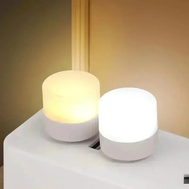 USB Night Light Mini LED Night Light USB Plug Lamp Power Bank Charging USB Book Lights Round Read...