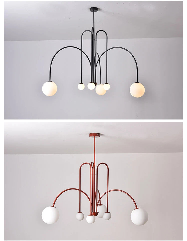 Nordic Minimalist Pendant Light for Living Room Restaurant Lamp Cafe Clothing Store Art Black Gold Red Chandelier