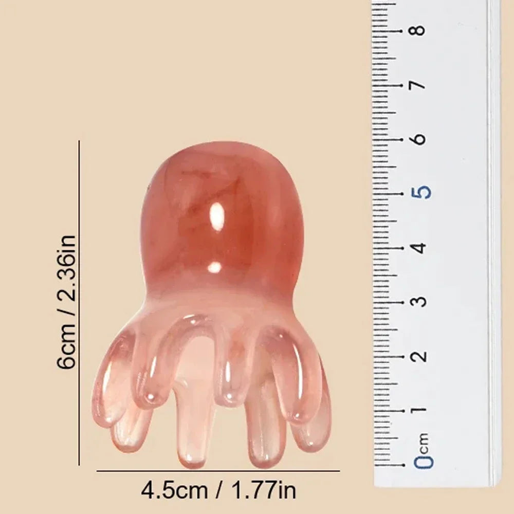 Cute Octopus Scalp Massage Comb (Resin)｜Korean Hair Care, Stress Relief, Anti-Hair Loss, Portable Head Massager for Home&Travel