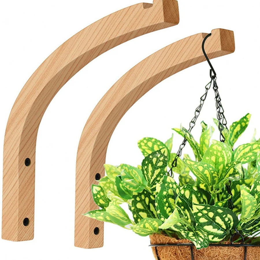 Natural Wood Wall Plant Hangers Hanging Flower Pot Hook Flower Bracket for Lanterns Wind Chimes Balcony Home Decor