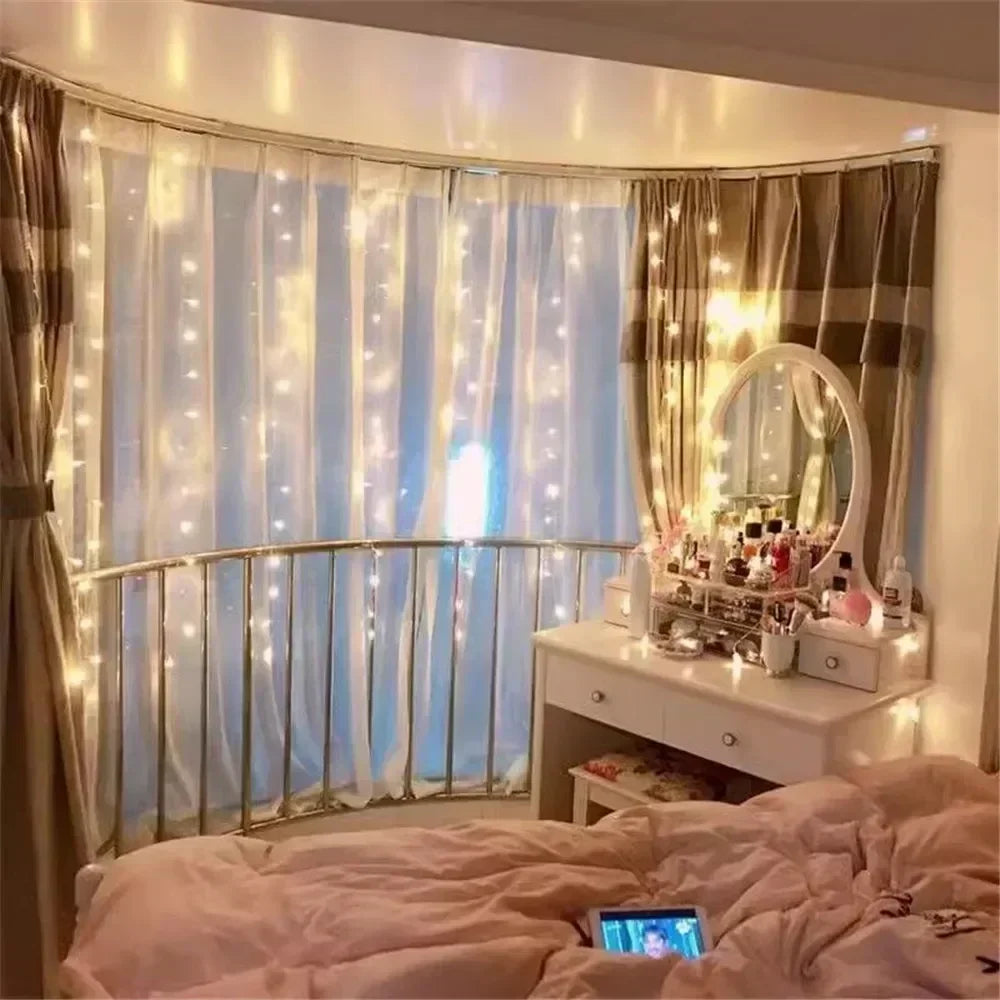 USB Curtain String LampParty Birthday Wall Decoration Garland Wedding Fairy Light 3/6M LED 8 Mode...