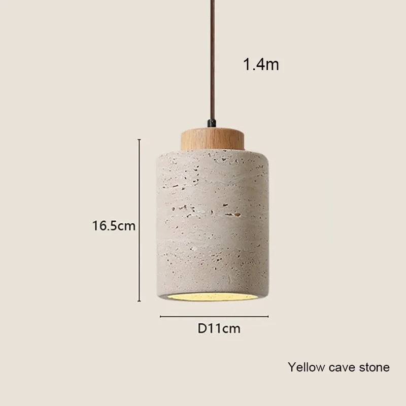 Japanese-Style Nordic Natural Yellow Cave Stone Retro Dining Room Bedroom Bedside Long Line Chandelier Yellow Cave Stone Lamp