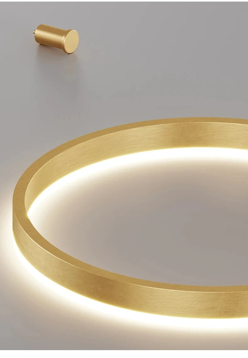 Modern LED Home Deco Chandelier Ring Light Circle Fixtures For Home Living Ceiling Pendant Lamp Gold Black Coffee Hanging Lamp