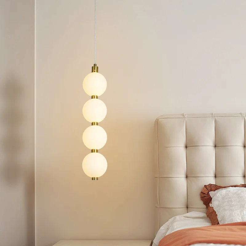 Bedside Pendant Lights for Bedroom Nordic 4 Ball Pendant Lamp for TV Background Kitchen Island Restaurant Dinning Room LED Light