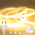 COB Led Strip High Brightness With EU Power LED Strip Waterproof Flexible Ribbon Tape for Be...