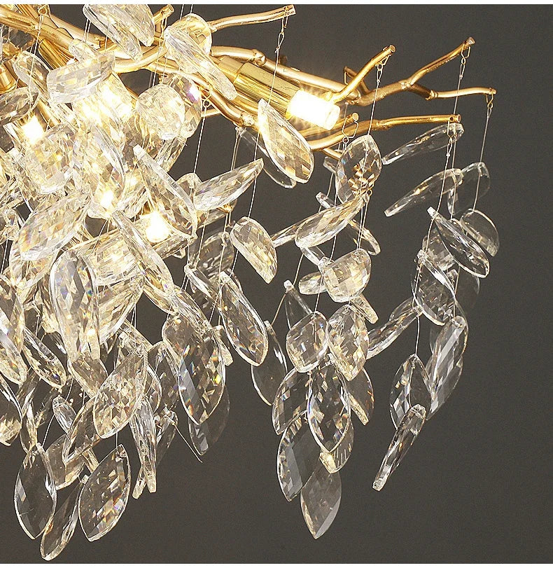 Luxury Gold Crystal LED Chandeliers Living Dining Room Bedroom Lighting Lustre Ceiling Pendant Lamps Indoor Villa Lights Fixture