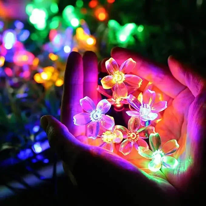Solar Cherry Garden Flower LightsBattery-operated Garland Solar Outdoor Waterproof Lawn Pathway Christmas Decoration