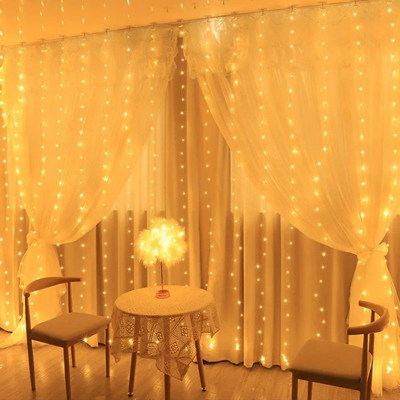 3/6M USB LED Curtain 8Modes Remote Control String Lights Holiday Wedding Fairy Garland Lights For...