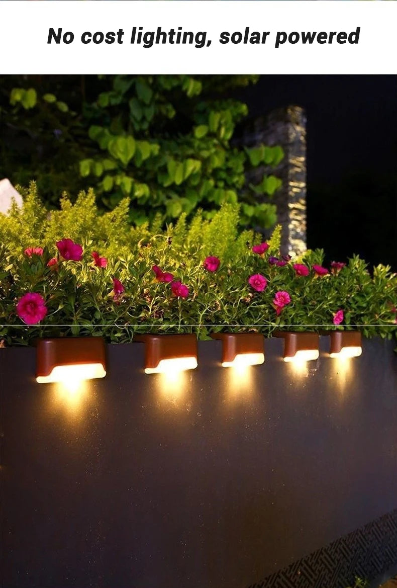 Warm White LED Solar Step Lights Outdoor Garden Path Stair Lights Waterproof Balcony Patio Fence ...