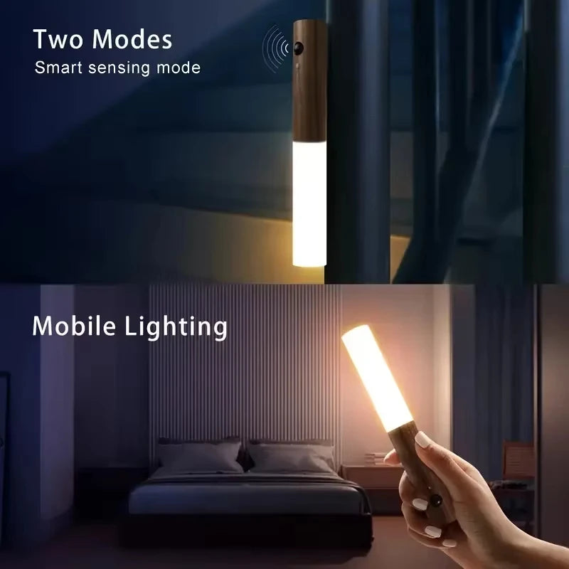 Night Light Motion Sensor Night Lights Rechargeable Wall Sconces Magnetic Wall Lights Wooden Wall...