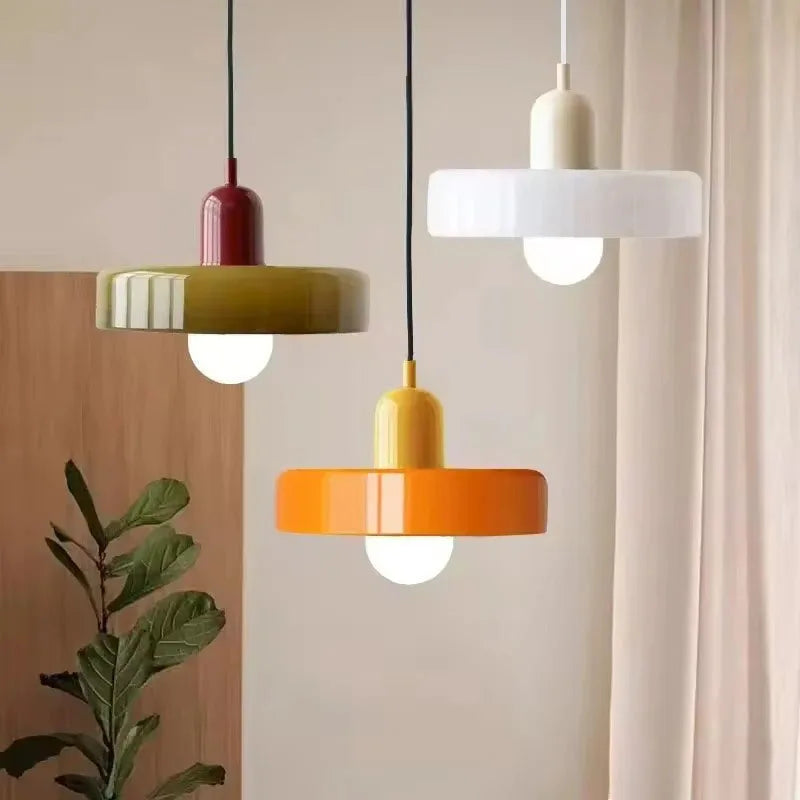Nordic Retro E27 Colorful Ceiling Chandelier Orange Glass Pendant Lamp for Home Decor Dining Room Cafe Bar Counter Li...