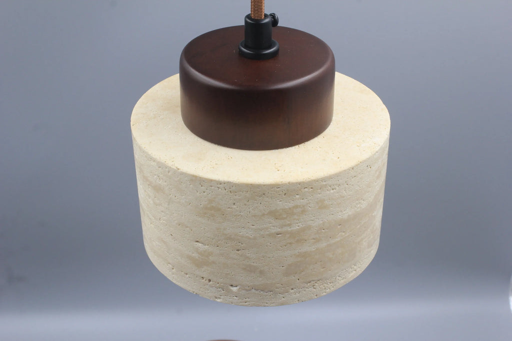 YOKO Wabi-Sabi Yellow Travertine Pendant Light, Japanese Cave Stone for Kitchen Island Restaurant Bedroom Bedside Home Decor