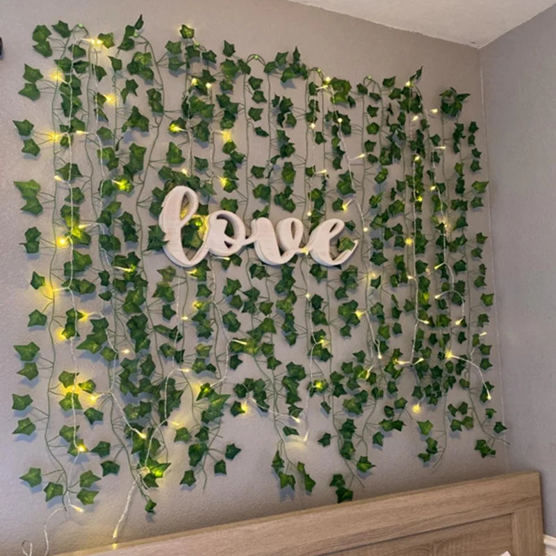 String Lights Artificial Vine Fairy Lights Battery Powered Christmas Tree Garland Light Flower Gr...