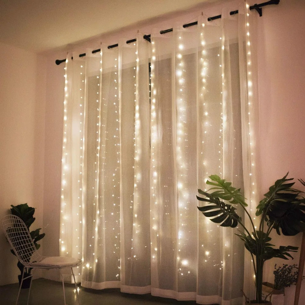 3/6M USB LED Curtain 8Modes Remote Control String Lights Holiday Wedding Fairy Garland Lights For...