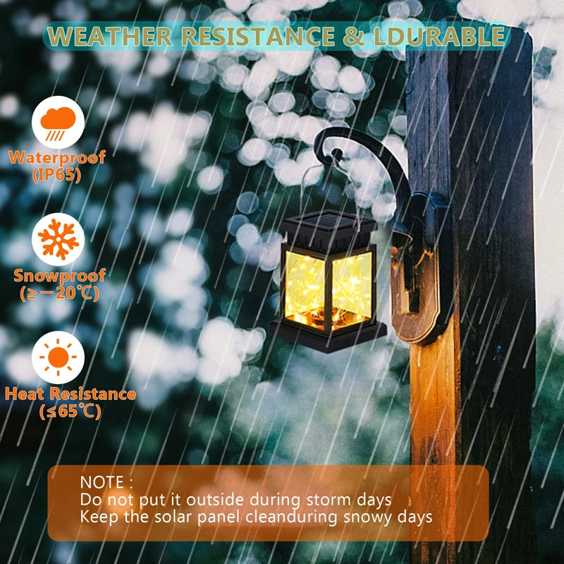 Solar Palace Lantern Hanging Candle Lamp Outdoor Solar Lights Decor Item for Lawn Landscape Patio Floor Yard Garden Atmospheric