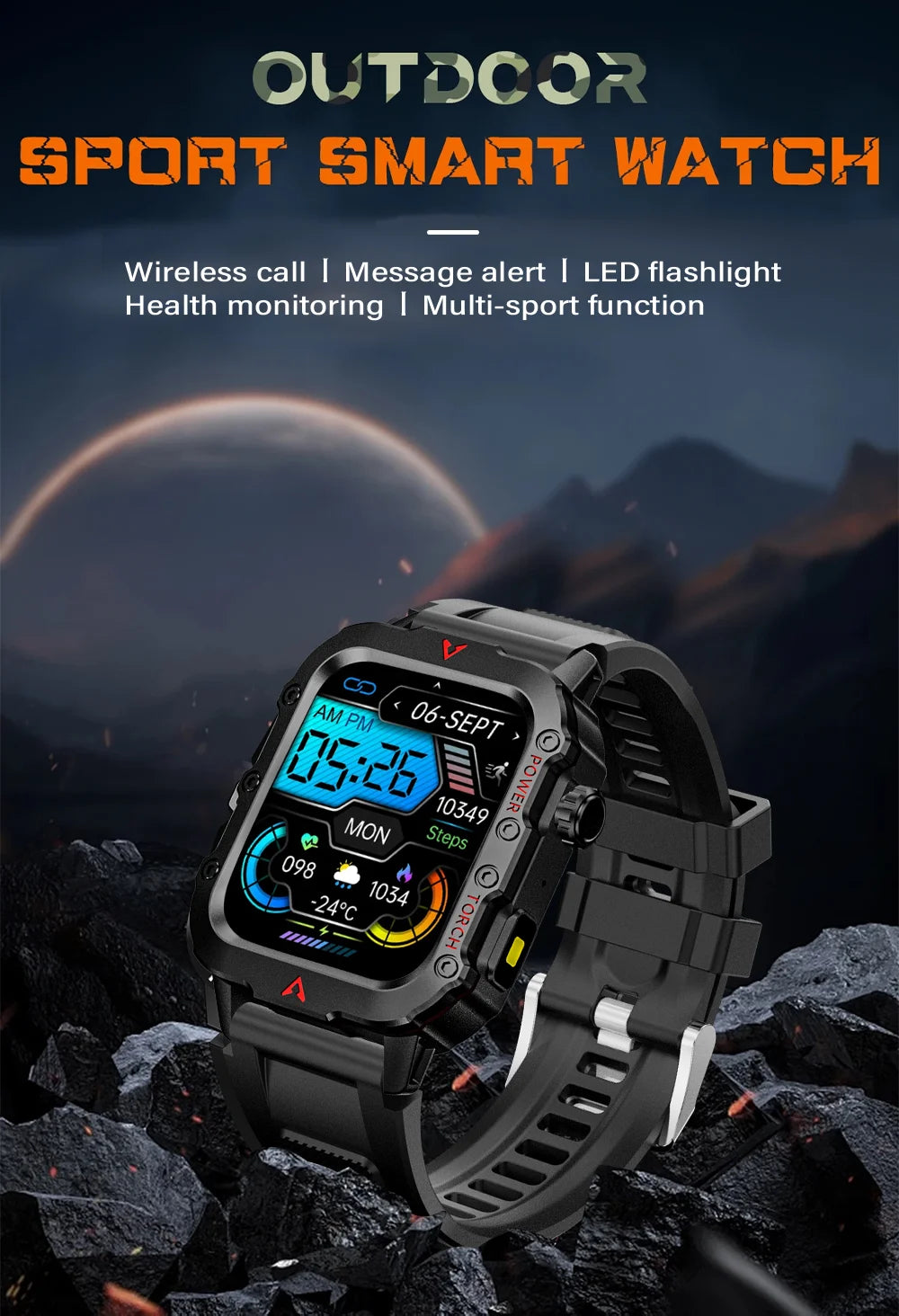 LAXASFIT 2025 New Smart Watch Men's Outdoor Watch 1.85 inch Voice Assistant Bluetooth Call with LED Flashlight Smart Watch