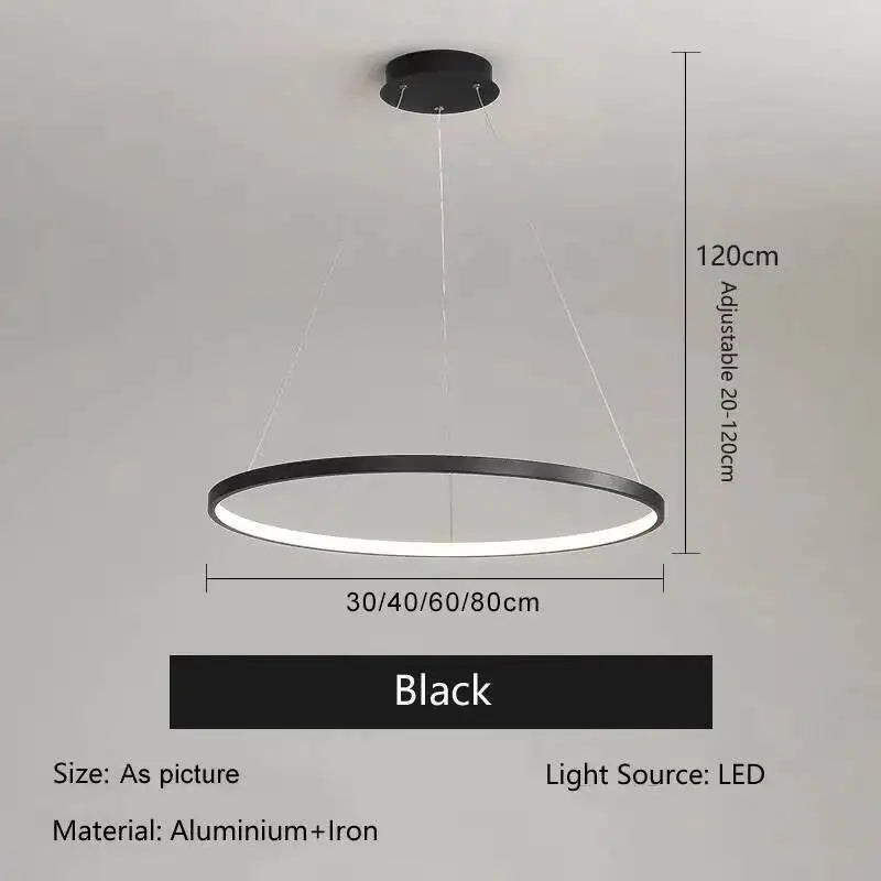 Nordic Ring Led Chandelier Lighting Aluminium Circle Lustre Dinning Room Pendant Lamp Black White Gold Frame Led Lamp...