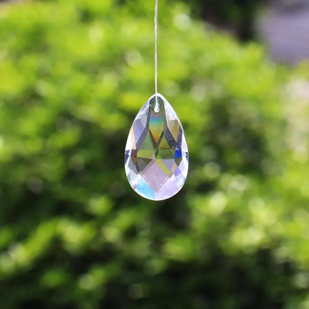 28mm Tear Drop Crystals Prism Sun Catcher Clear Glass Chandelier Crystal Parts DIY Hanging Pendant Jewelry Spacer Fac...