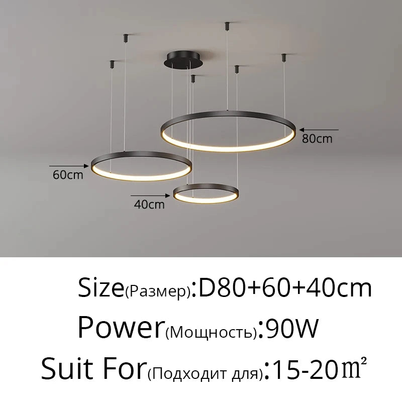 Nordic Led Ceiling Chandelier Modern Circular Ring Chandelier For Dining Room Bedroom Living Room Home Indoor Lighting Decor