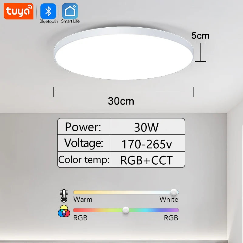 Smart LED Ceiling Light RGB Dimming APP TUYA Remote Control Timing Indoor Home Decor Bluetooth WIFI Bedroom Living Room