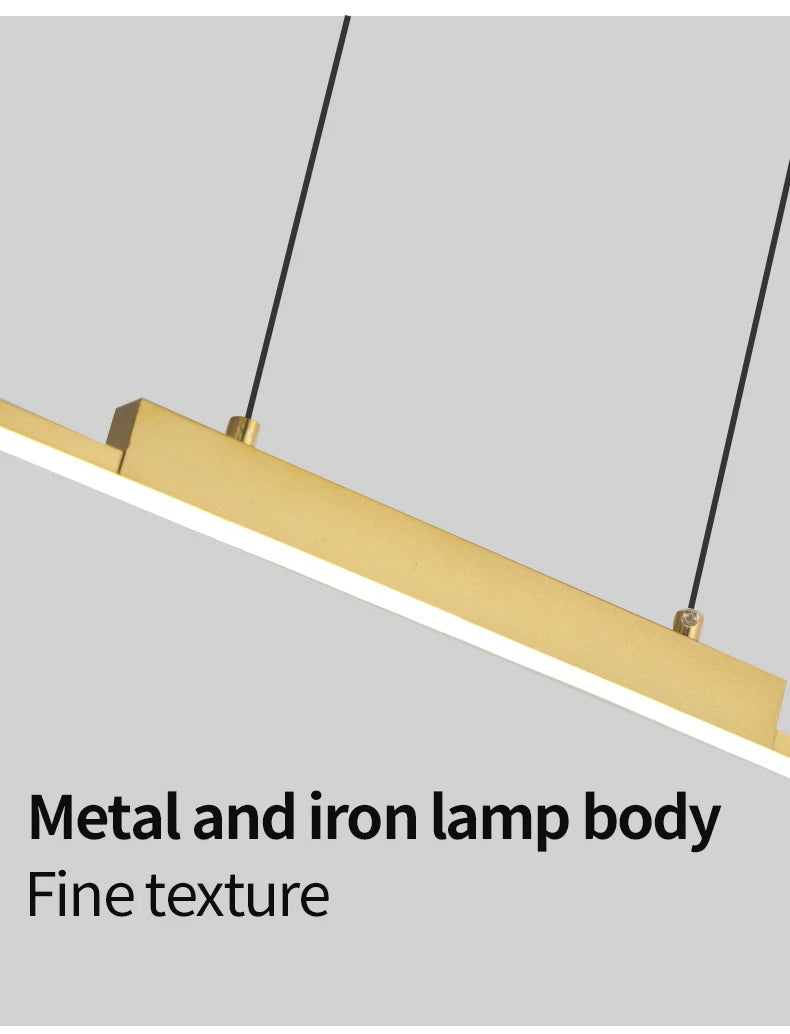 Modern Minimalist LED Pendant Light for Dining Room Adjustable Linear Chandelier in Gold Dimmable Hanging Lamp Fixture for Home