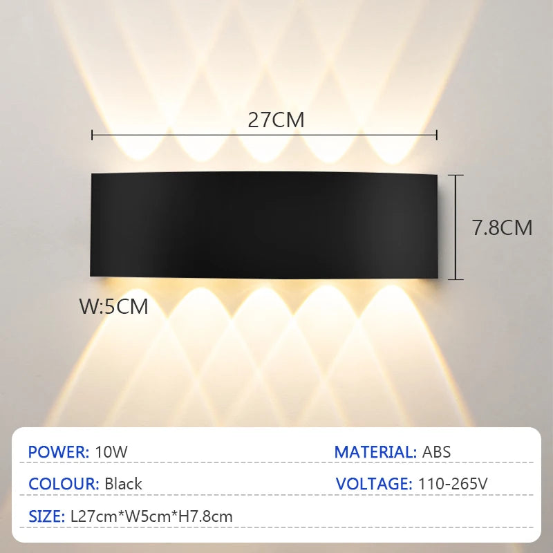 LED Up and Down Illuminated Wall Light Waterproof Interior Wall Light Bedroom Living Room Corrido...