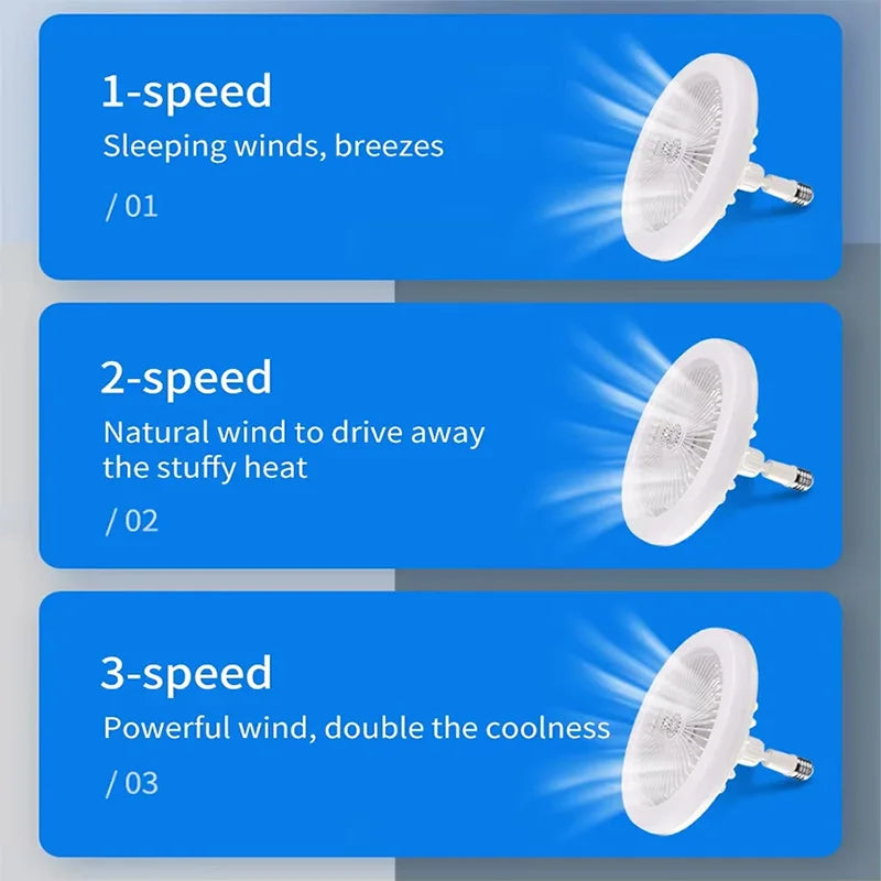 2-in-1 E27 Socket Fan Light Remote Control 85-265V Energy Saving Silent LED Ceiling Fan for Bedro...