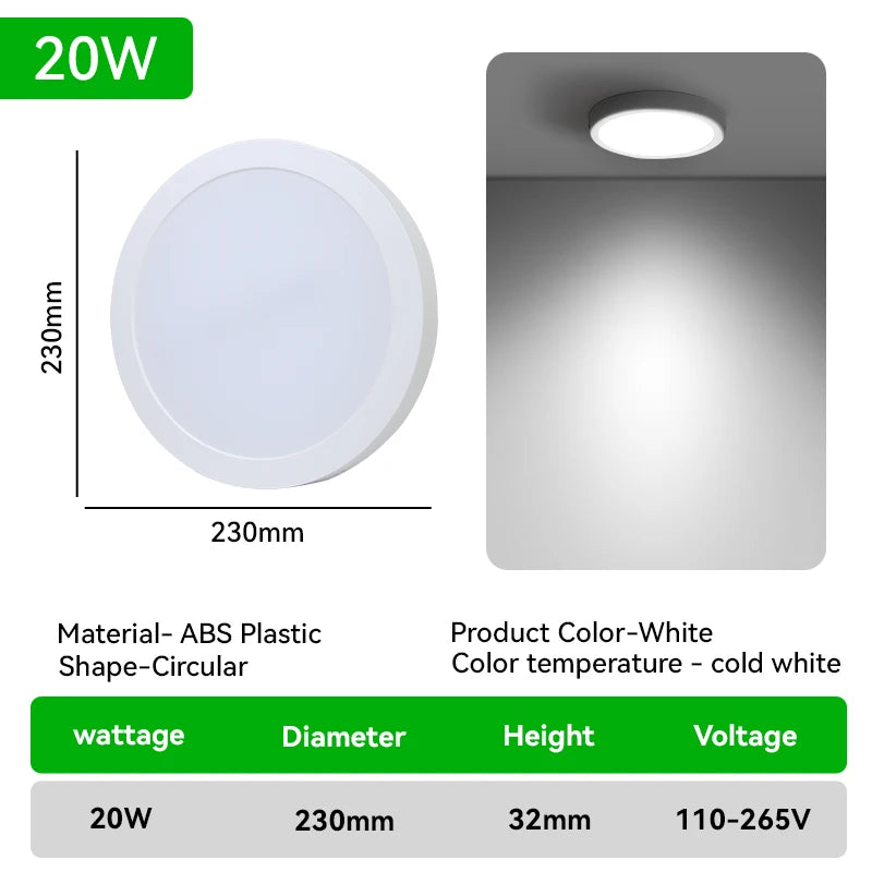 Ultra Thin Circular LED Ceiling Light Wide Pressure Panel for Indoor Lighting in Living Rooms Bedrooms Kitchens