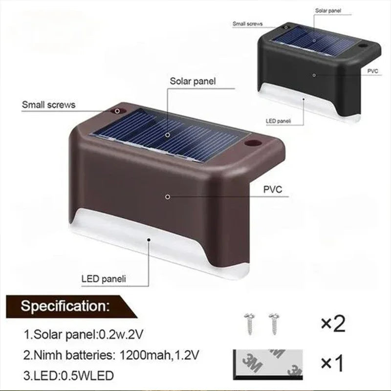 Warm White LED Solar Step Lights Outdoor Garden Path Stair Lights Waterproof Balcony Patio Fence ...