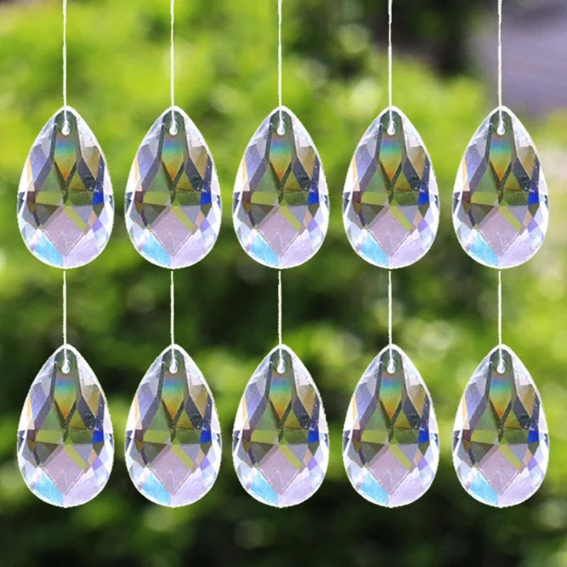 28mm Tear Drop Crystals Prism Sun Catcher Clear Glass Chandelier Crystal Parts DIY Hanging Pendant Jewelry Spacer Fac...