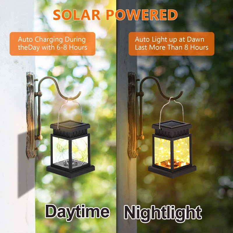 Solar Palace Lantern Hanging Candle Lamp Outdoor Solar Lights Decor Item for Lawn Landscape Patio Floor Yard Garden Atmospheric