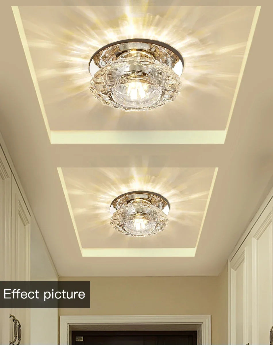 LED Crystal Lamp Embedded Ceiling Light for Home Living Room Corridor Decorative Ceiling Lamp Porch Balcony Indoor Lighting